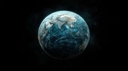 Wall Mural - Dark, icy Earth globe in space.