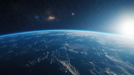 Wall Mural - View of earth from space captured in high resolution with blue oceans and green landmasses visible from orbit