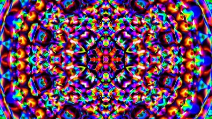 Poster - Colorful kaleidoscope pattern with abstract symmetrical design, vibrant psychedelic concept
