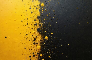 Poster - Abstract dot art featuring yellow and black colors. Trendy modern painting with intricate dot patterns. Perfect background for contemporary design, decoration, poster, print.