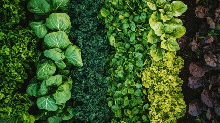 Poster - A backyard vegetable garden with neatly labeled rows, showing a variety of leafy greens and root crops. 
