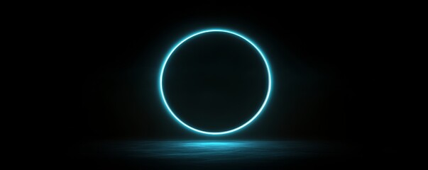 Aufkleber - Glowing neon circle on a dark background, modern futuristic design concept
