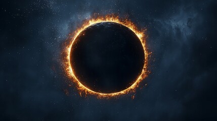 Wall Mural - Fiery celestial orb, cosmic event, space scene, artistic illustration
