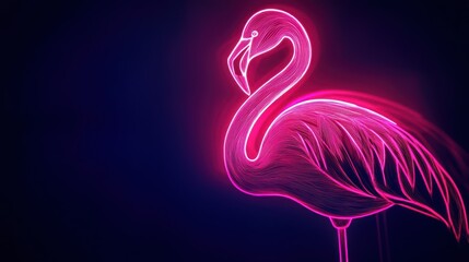 Poster - A bright neon flamingo silhouette, illuminated against a dark background for a bold effect. 