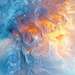 Poster - Abstract fractal art depicts fire meeting water elements