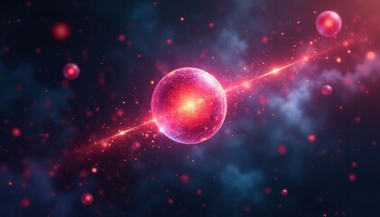 Wall Mural - light rays illuminating a glowing gas molecule, atomic, , gas
