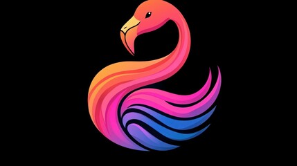 Poster - A colorful flamingo icon featuring stylized details, ideal for websites or mobile apps. 