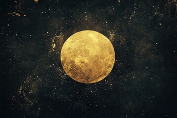 golden celestial sphere against a dark starry cosmic backdrop