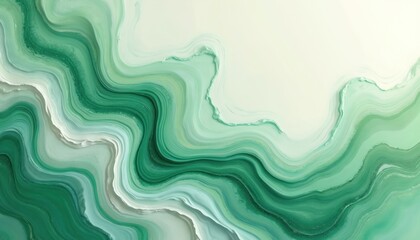 Aufkleber - Pastel green splashes of paint illustration. Marble effect acrylic painting with abstract waves. Fluid colorful texture, vibrant dynamic motion, smooth surface artwork. Wall background wallpaper