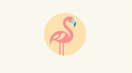 Poster - A flat vector flamingo icon in pastel shades for web use, with clean lines and subtle details. 