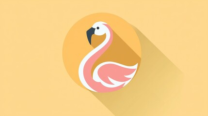Poster - A flat vector flamingo icon in pastel shades for web use, with clean lines and subtle details. 