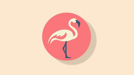 Poster - A flat vector flamingo icon in pastel shades for web use, with clean lines and subtle details. 