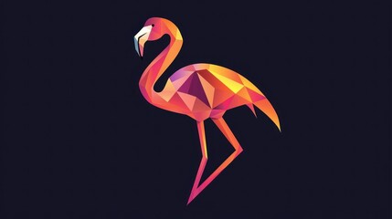 Poster - A geometric flamingo logo with abstract shapes and a sleek, contemporary look. 