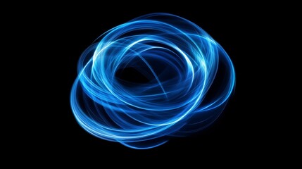 Poster - Abstract blue light swirl on black background