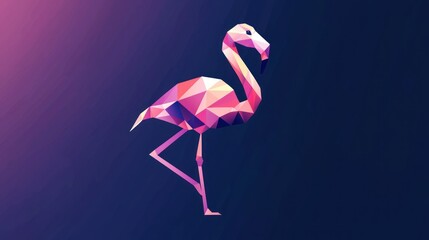 Poster - A geometric flamingo logo with abstract shapes and a sleek, contemporary look.
