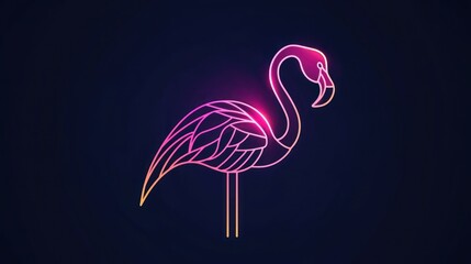 Poster - A geometric flamingo logo with abstract shapes and a sleek, contemporary look. 