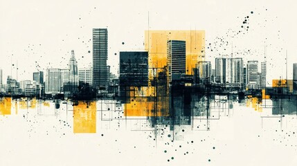 Poster - A minimalist design showing abstract elements of urban property development. 