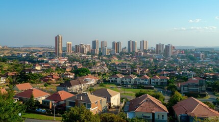 Poster - A mix of residential and commercial property development in a South African urban area. 