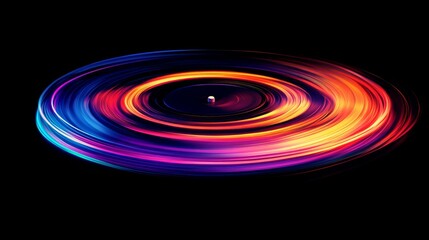 Aufkleber - Colorful light trails in a circular pattern on black background. Abstract art and energy concept