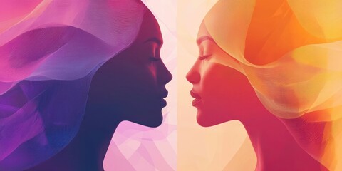 Poster - A modern International Women's Day abstract design with fluid shapes and gradients of empowerment. 