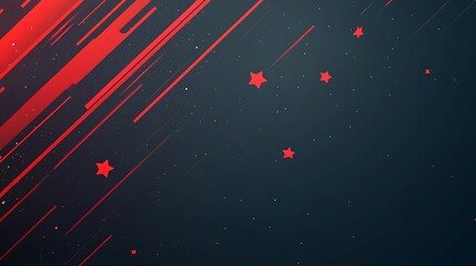 Poster - abstract red streaks across dark background with stars