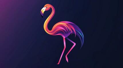 Poster - A playful flamingo logo with vibrant colors and curved text, ideal for a casual brand or event 