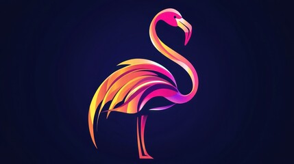 Poster - A playful flamingo logo with vibrant colors and curved text, ideal for a casual brand or event 
