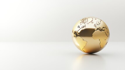 Wall Mural - Golden Earth Globe on White Background (2)