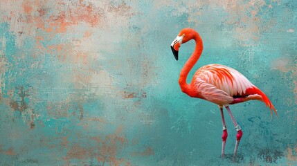 Poster - A simple, artistic flamingo isolated on a minimal background with artistic effects 