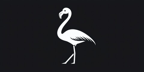 Poster - A simple, minimalistic flamingo icon in black and white, perfect for modern design use. 