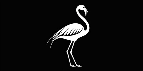 Poster - A simple, minimalistic flamingo icon in black and white, perfect for modern design use. 