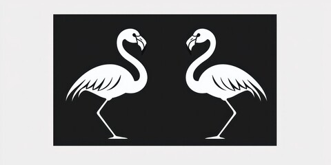 Poster - A simple, minimalistic flamingo icon in black and white, perfect for modern design use. 