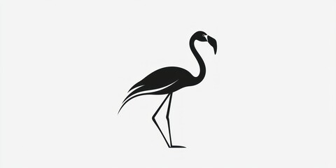 Poster - A simple, minimalistic flamingo icon in black and white, perfect for modern design use. 