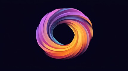 Poster - Colorful spiral abstract pattern in dark background, modern design and digital art concept