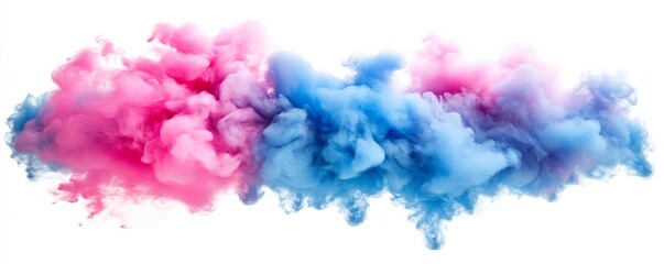 Aufkleber - Colorful pink and blue smoke explosion on white background, vibrant abstract art concept