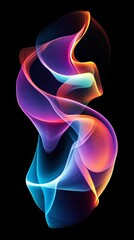 Poster - colorful abstract light waves on black background, digital art concept