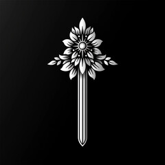Wall Mural - black and white flower