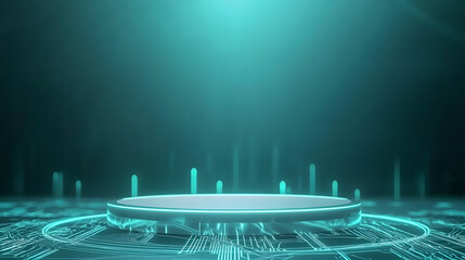 Fototapete - Futuristic digital platform creation virtual environment 3d animation sci-fi theme high-tech viewpoint