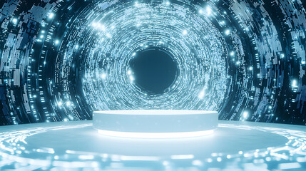 Fototapete - Futuristic digital portal virtual space 3d rendering sci-fi environment abstract viewpoint technology concept