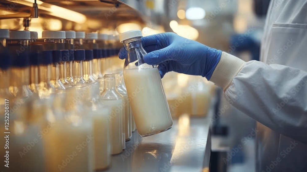 Milk Lab Tech Photo Scientist Analyzing Milk Samples in Laboratory Environment for Quality ...