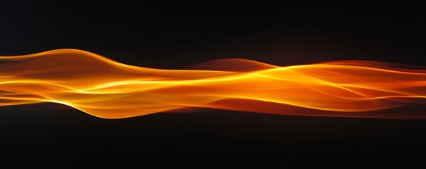 Aufkleber - Dynamic wave of glowing orange light on dark background, abstract energy concept