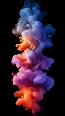 Aufkleber - Vibrant swirling colored smoke on black background, abstract art concept