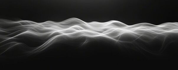 Aufkleber - Abstract light waves on dark background, flowing motion concept