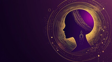 Poster - An abstract International Womenâ€™s Day 2020 design with purple and gold gradients. 