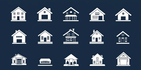 Poster - Vector icons illustrating property development stages from design to construction. 