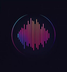 Leinwandbilder - Logo design, a vector logo of a sound wave with a gradient from pink to blue against a black background,