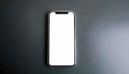 Poster - sleek smartphone mockup with blank white screen on dark surface
