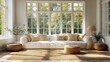 © Margarita - cozy virtual living room background with large windows for online meetings and presentations