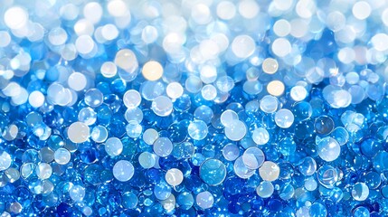 Poster - Blue glass beads bokeh background; website, design
