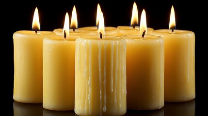 Canvas Print - Burning yellow candles, dark background, remembrance